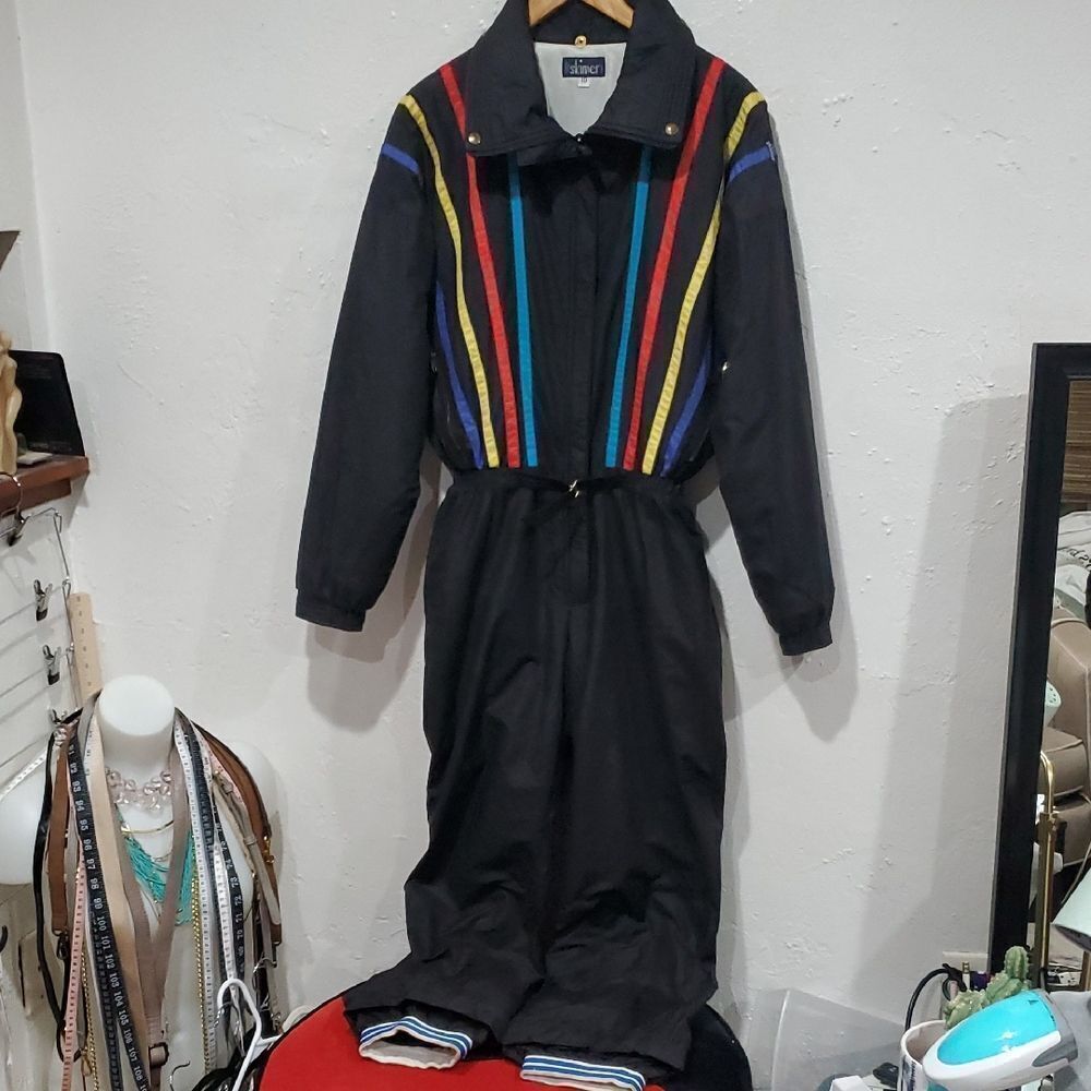 Vintage Skimer Ski Suit With Colorful Stripes